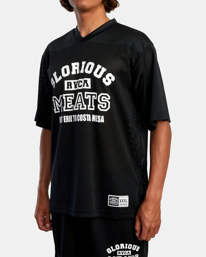 RVCA Mens Knit Matty Matheson Practice Short Sleeve Jersey Black Blk