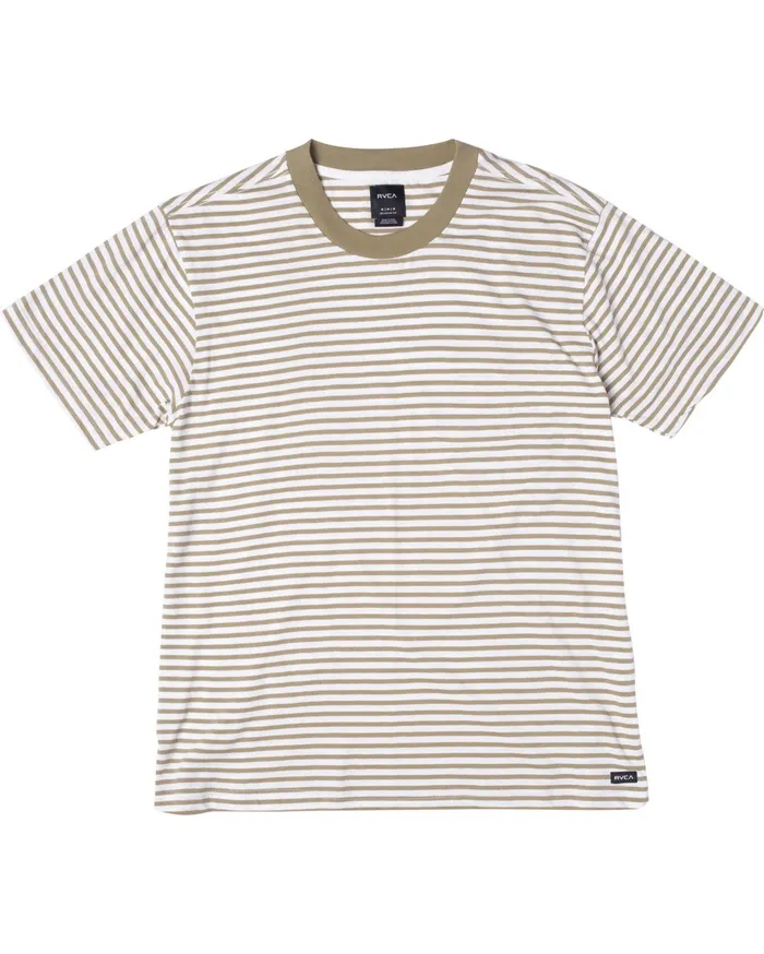 RVCA Mens Knit Pit Stop Short Sleeve Tee Khaki Kha