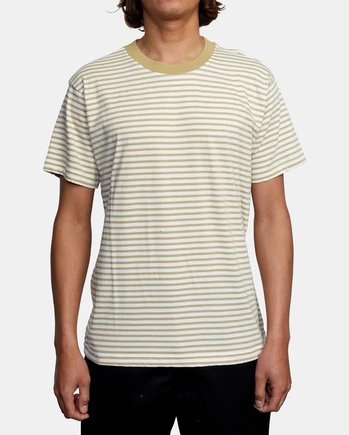 RVCA Mens Knit Pit Stop Short Sleeve Tee Khaki Kha