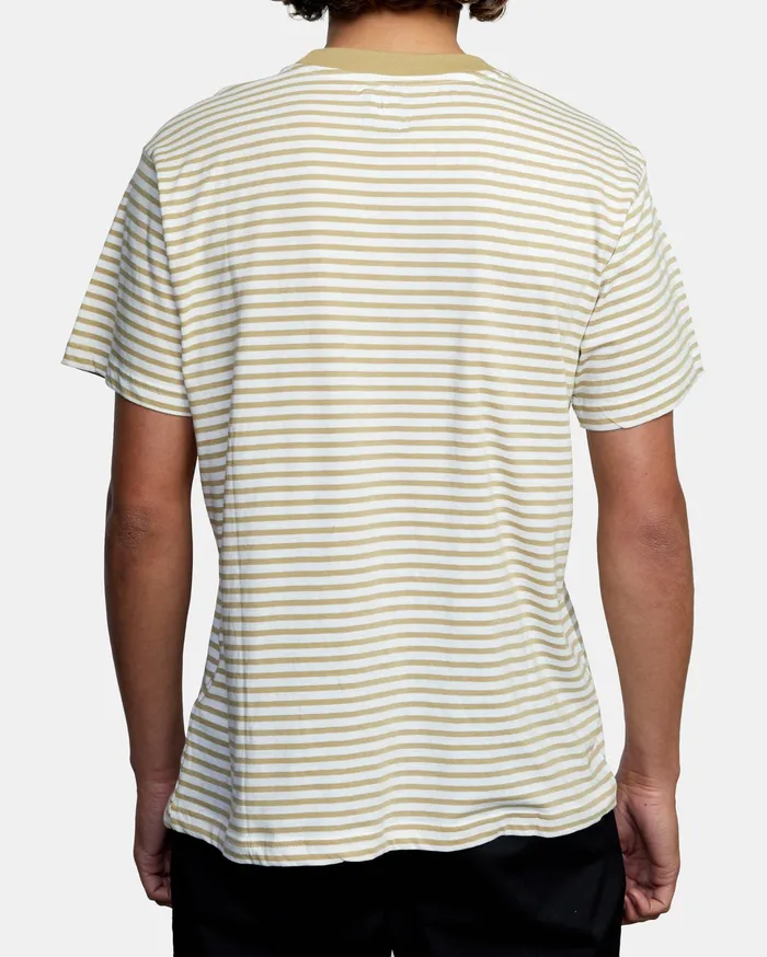 RVCA Mens Knit Pit Stop Short Sleeve Tee Khaki Kha