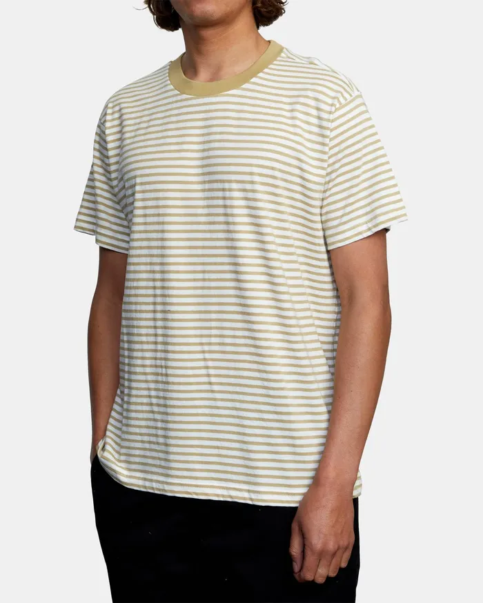 RVCA Mens Knit Pit Stop Short Sleeve Tee Khaki Kha