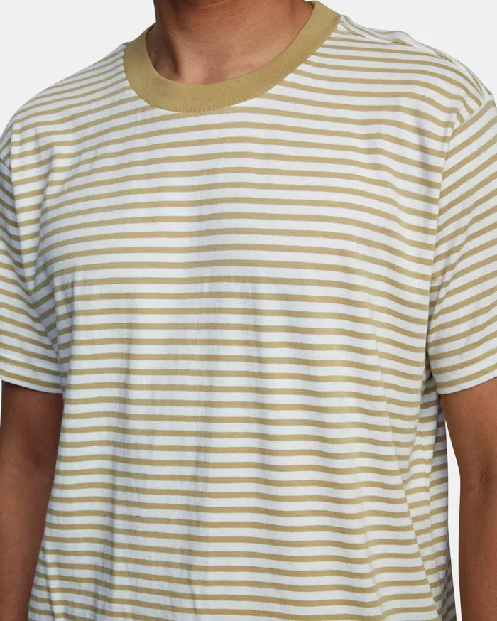 RVCA Mens Knit Pit Stop Short Sleeve Tee Khaki Kha