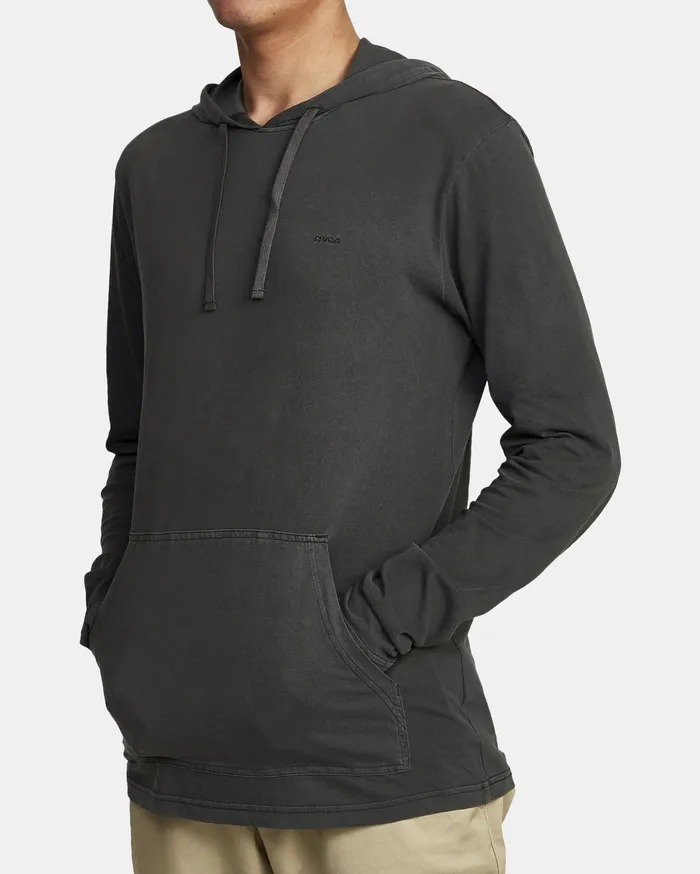 RVCA Mens Knit Ptc Pigment Hooded Long Sleeve Tee Pirate Black Ptk
