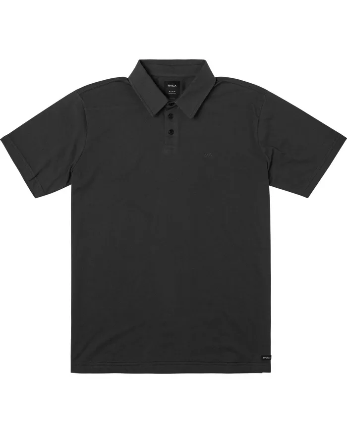 RVCA Mens Knit Sure Thing Iii Polo Shirt Pirate Black Ptk