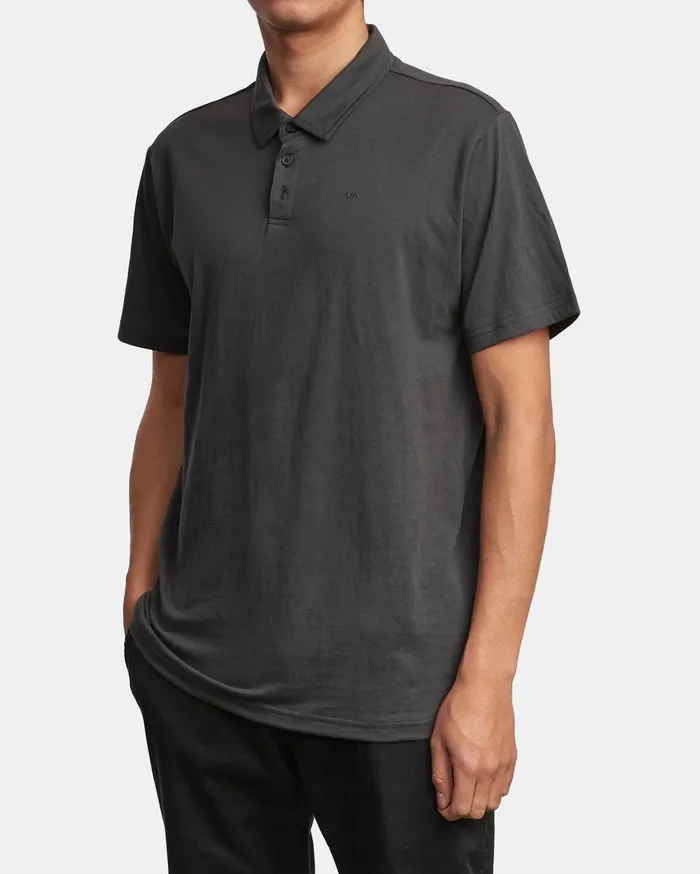RVCA Mens Knit Sure Thing Iii Polo Shirt Pirate Black Ptk