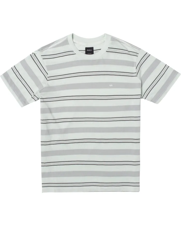 RVCA Mens Knit Travelers Stripe Short Sleeve Tee Green Tea Gnt