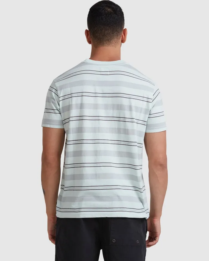RVCA Mens Knit Travelers Stripe Short Sleeve Tee Green Tea Gnt