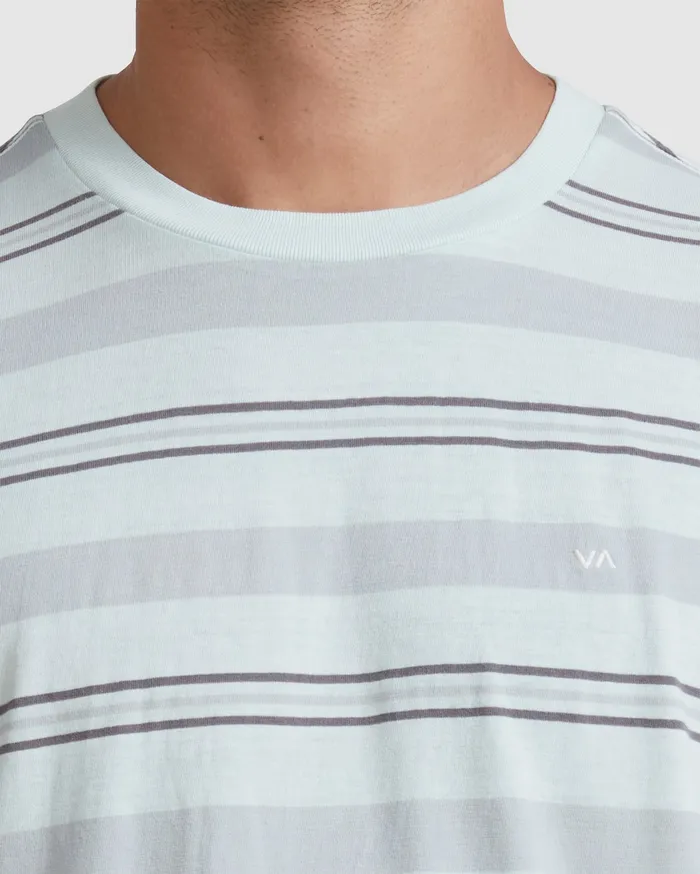RVCA Mens Knit Travelers Stripe Short Sleeve Tee Green Tea Gnt