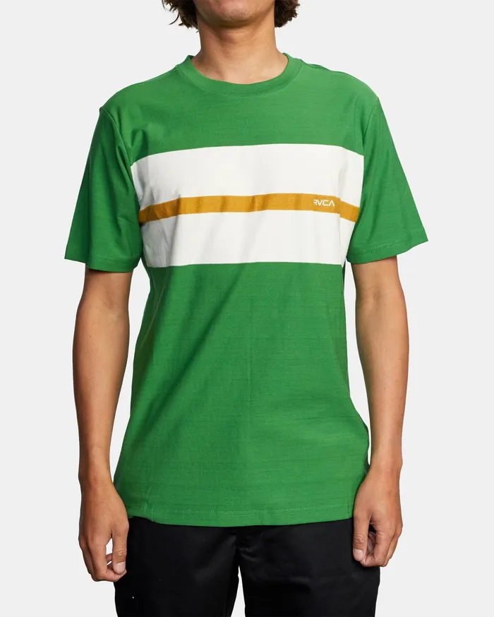 RVCA Mens Knit Va Casuals Stripe Short Sleeve Tee Kelly Green Kgr