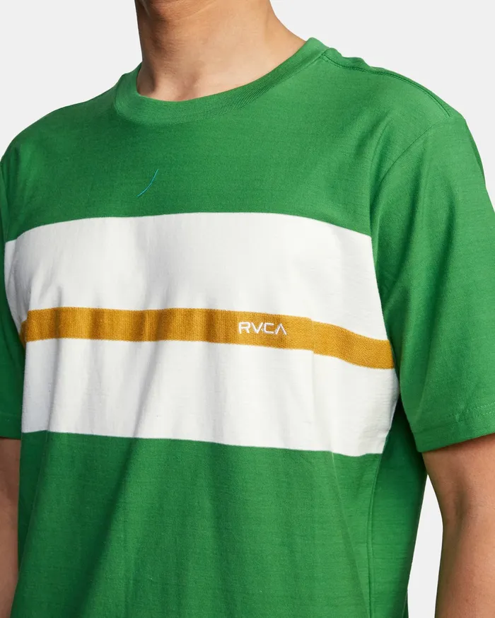 RVCA Mens Knit Va Casuals Stripe Short Sleeve Tee Kelly Green Kgr