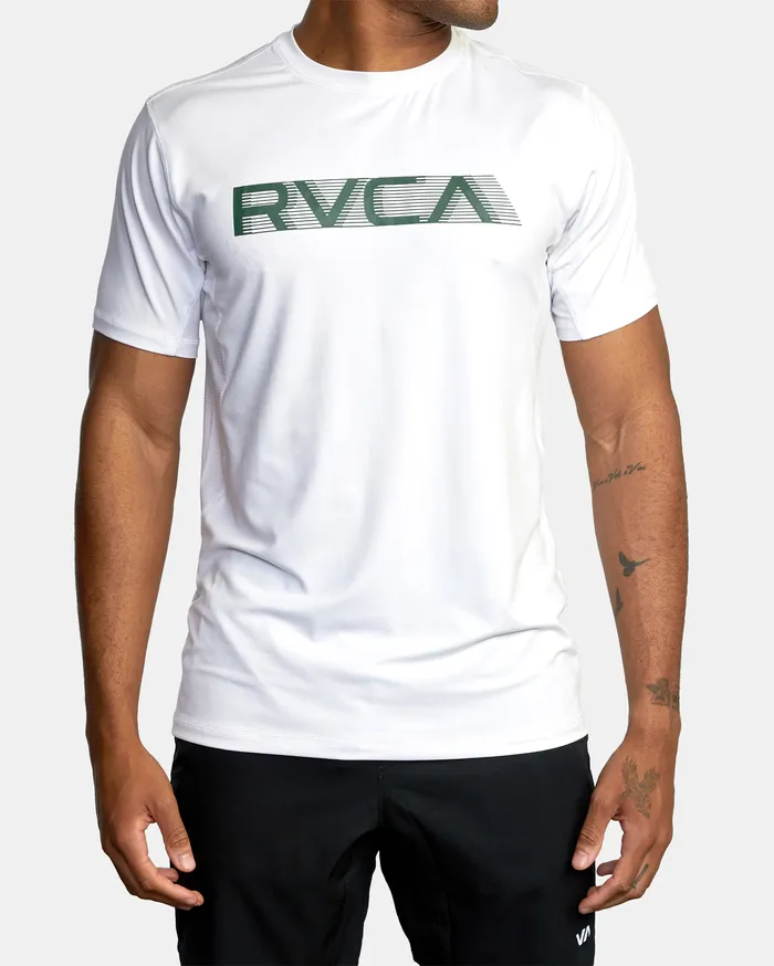 RVCA Mens Knit Va Sport Sport Vent Big Rvca Speed Performance Workout Shirt White Wht