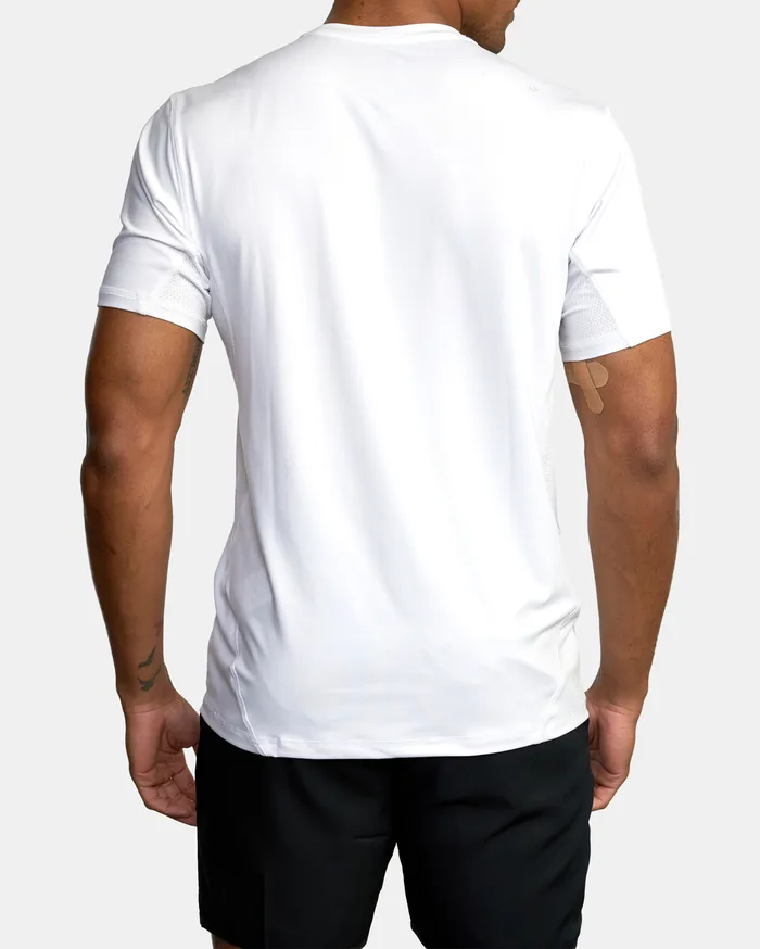 RVCA Mens Knit Va Sport Sport Vent Big Rvca Speed Performance Workout Shirt White Wht