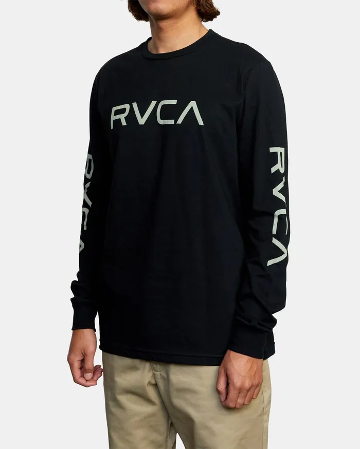 RVCA Mens Long Sleeves Big Rvca Long Sleeve Tee Black Blk