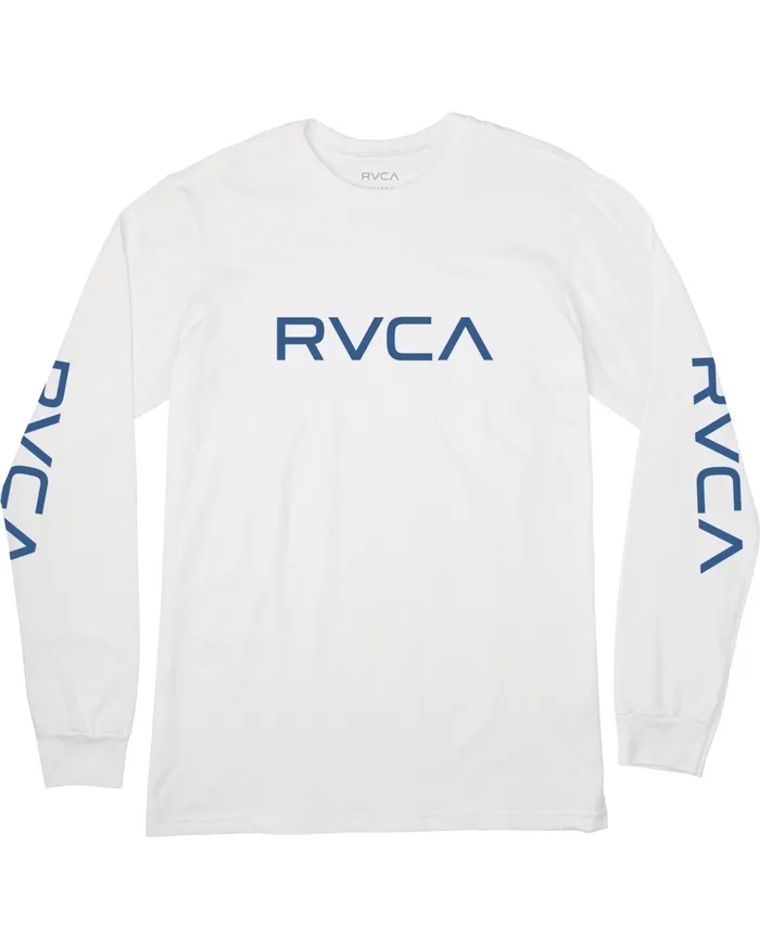 RVCA Mens Long Sleeves Big Rvca Long Sleeve Tee WhiteBlue Wtb