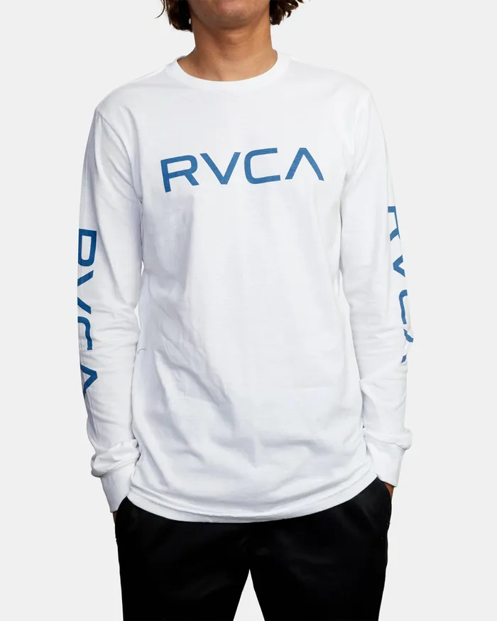 RVCA Mens Long Sleeves Big Rvca Long Sleeve Tee WhiteBlue Wtb