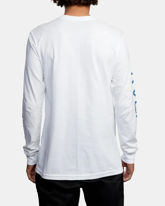 RVCA Mens Long Sleeves Big Rvca Long Sleeve Tee WhiteBlue Wtb