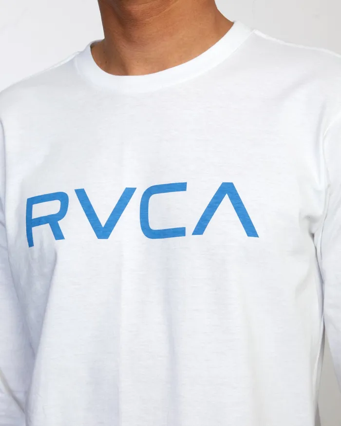 RVCA Mens Long Sleeves Big Rvca Long Sleeve Tee WhiteBlue Wtb