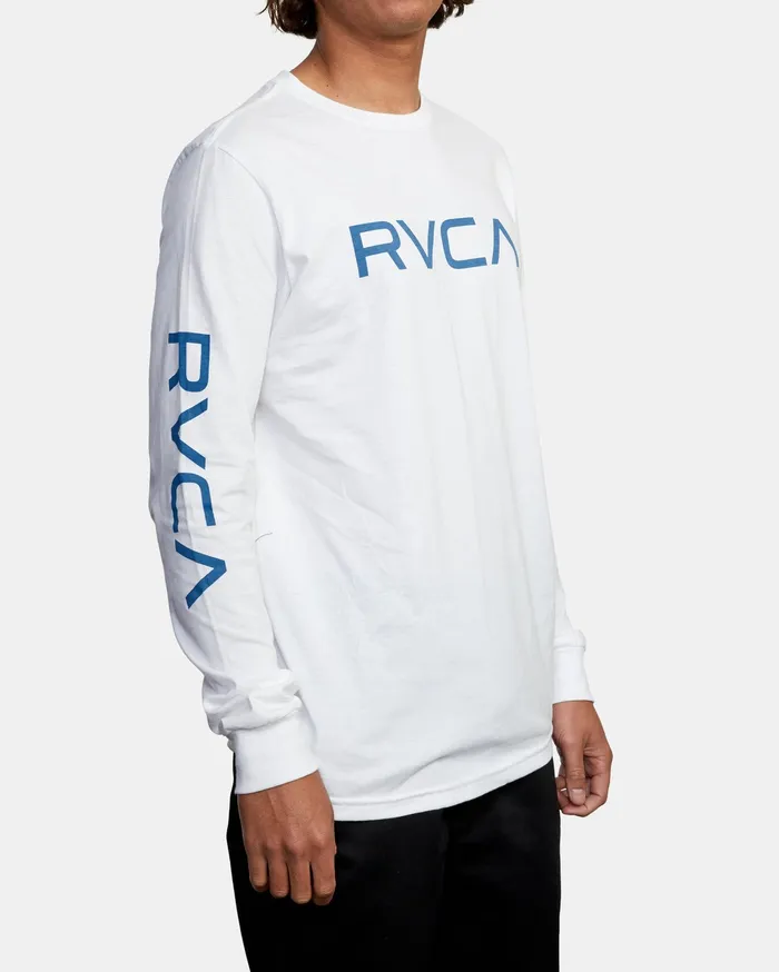 RVCA Mens Long Sleeves Big Rvca Long Sleeve Tee WhiteBlue Wtb