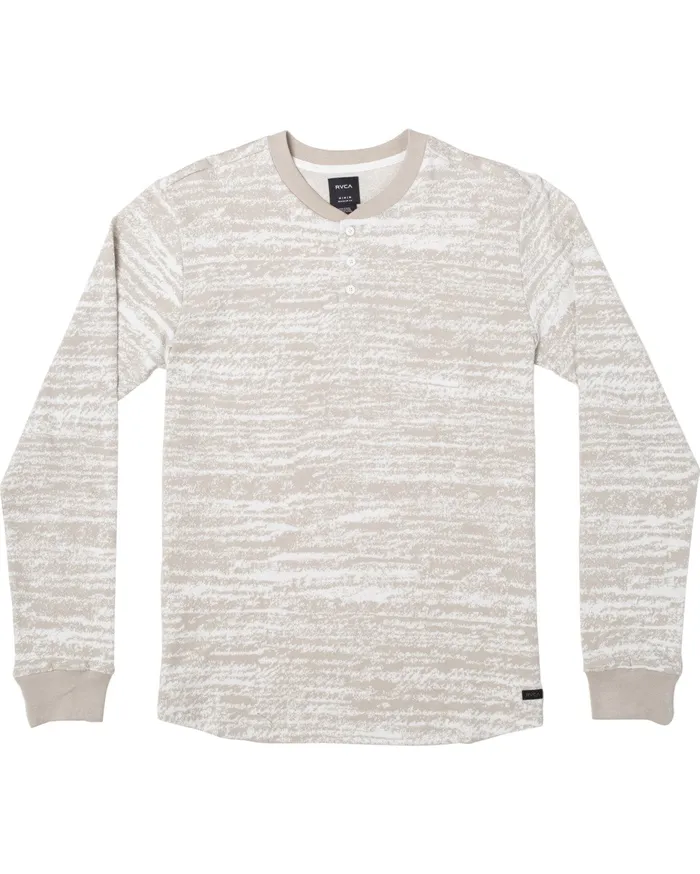 RVCA Mens Long Sleeves Lush Henley Long Sleeve Tee Natural Nat