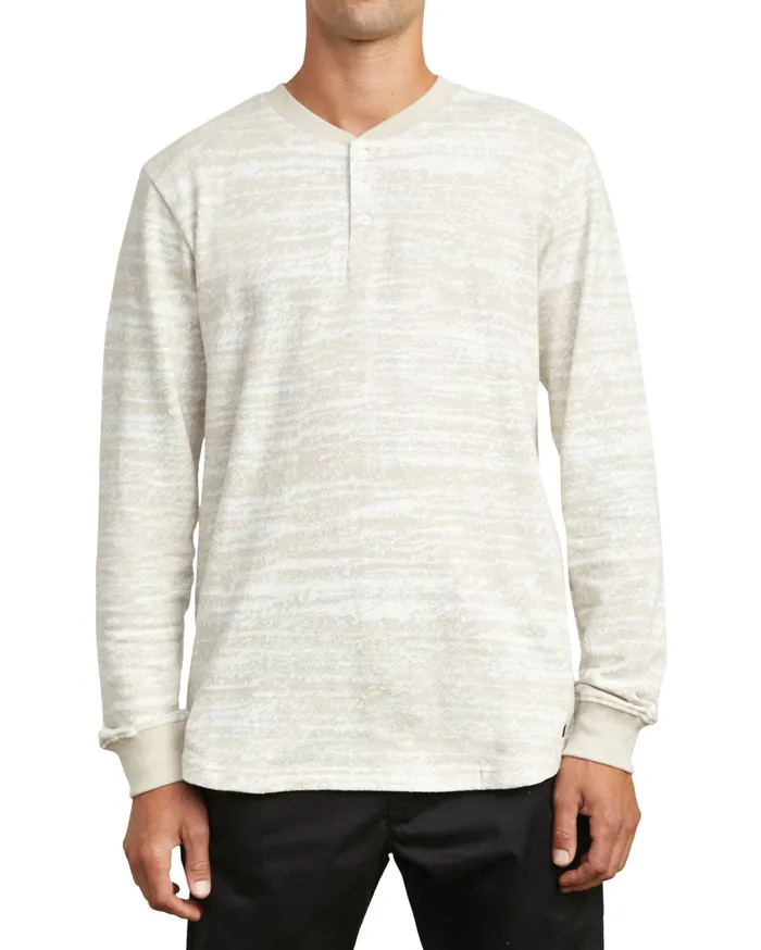 RVCA Mens Long Sleeves Lush Henley Long Sleeve Tee Natural Nat