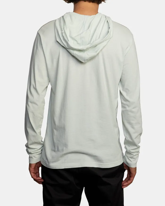 RVCA Mens Long Sleeves Ptc Pigment Hooded Long Sleeve Tee Green Tea Gnt