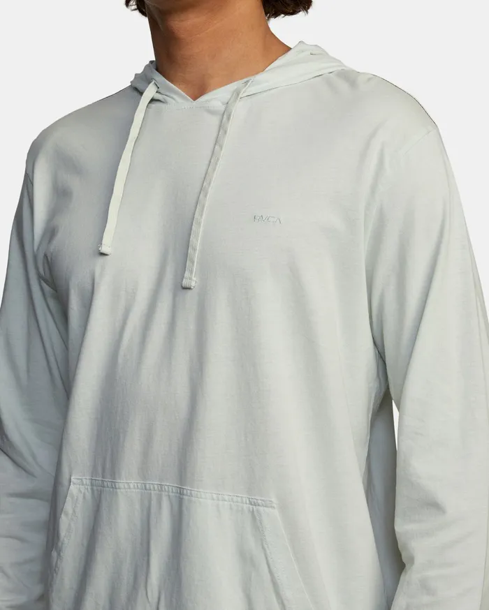 RVCA Mens Long Sleeves Ptc Pigment Hooded Long Sleeve Tee Green Tea Gnt