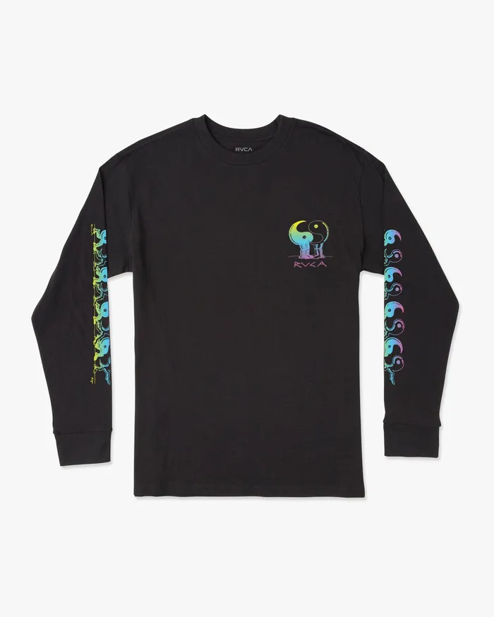RVCA Mens Long Sleeves Yingyang Friends Long Sleeve Tee Black Blk