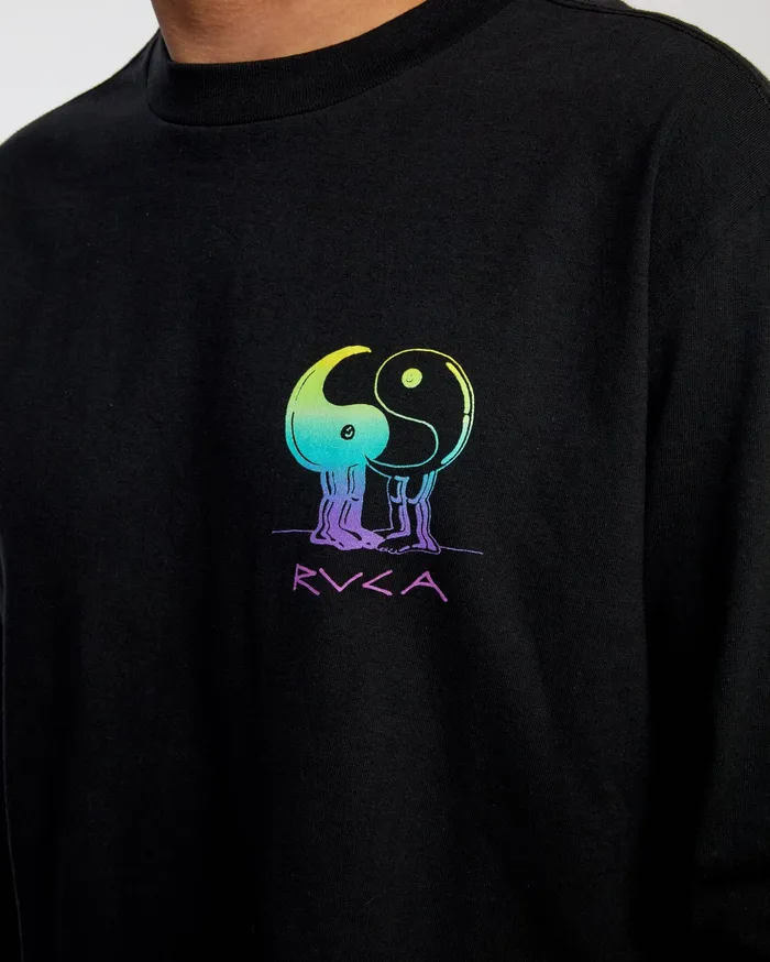 RVCA Mens Long Sleeves Yingyang Friends Long Sleeve Tee Black Blk