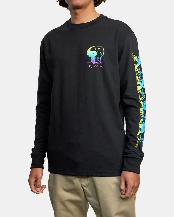 RVCA Mens Long Sleeves Yingyang Friends Long Sleeve Tee Black Blk