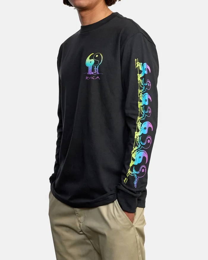 RVCA Mens Long Sleeves Yingyang Friends Long Sleeve Tee Black Blk