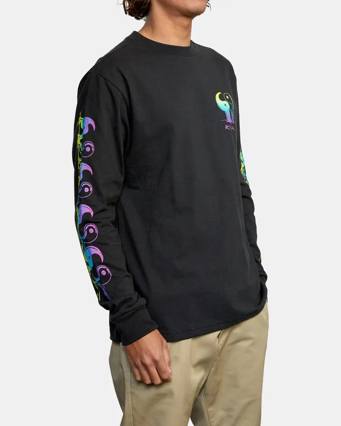 RVCA Mens Long Sleeves Yingyang Friends Long Sleeve Tee Black Blk