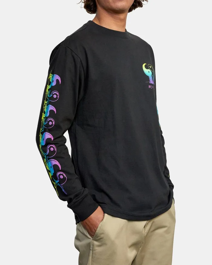 RVCA Mens Long Sleeves Yingyang Friends Long Sleeve Tee Black Blk