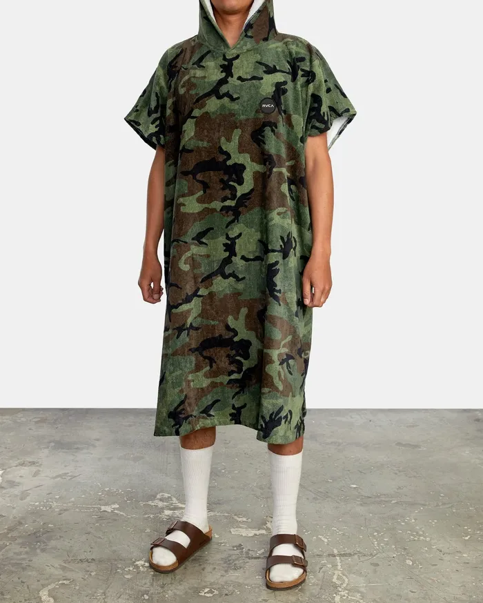 RVCA Mens Other Accessories All The Way Poncho Hooded Towel Woodland Camo Wcm Online