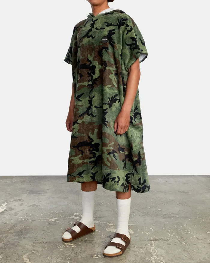 RVCA Mens Other Accessories All The Way Poncho Hooded Towel Woodland Camo Wcm Online