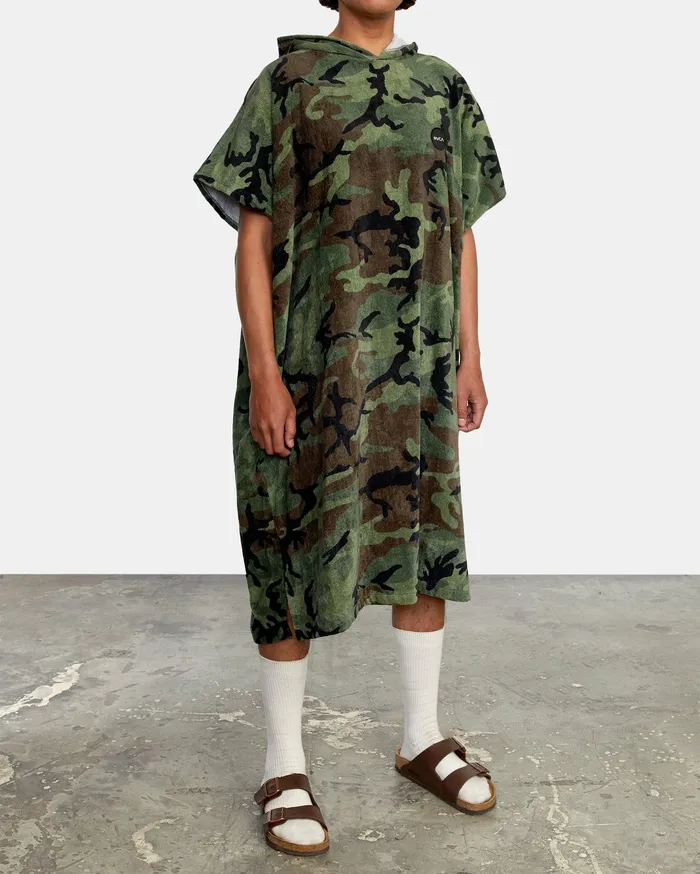 RVCA Mens Other Accessories All The Way Poncho Hooded Towel Woodland Camo Wcm Online