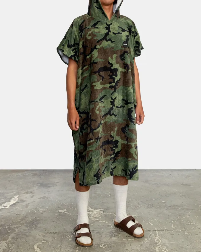 RVCA Mens Other Accessories All The Way Poncho Hooded Towel Woodland Camo Wcm Online