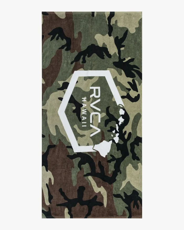 RVCA Mens Other Accessories Island Hex Beach Towel Army Camo Acm Gift 4 You