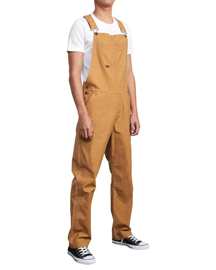 RVCA Mens Pants Chainmail Relaxed Fit Overall Camel Cml Casaul
