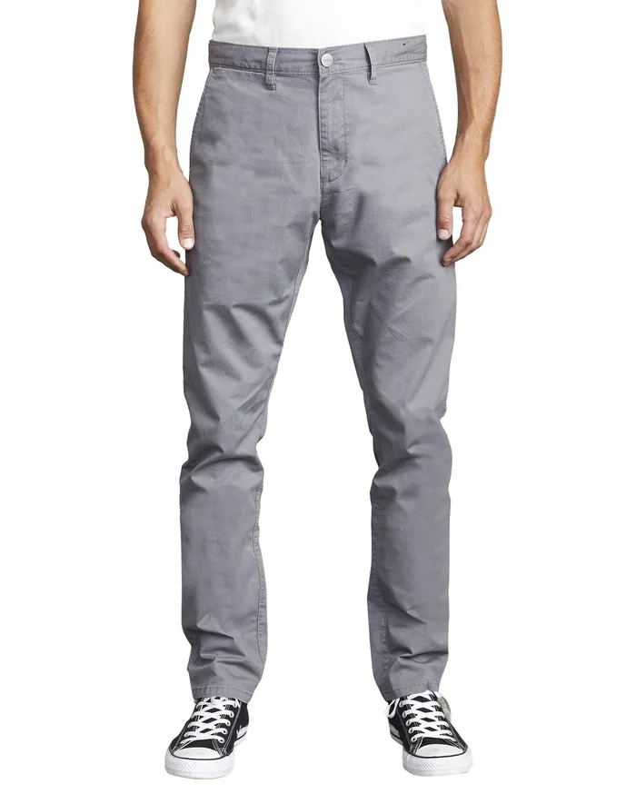 RVCA Mens Pants Daggers Slim Fit Chino Pant Smoke Smk Gift for Friend