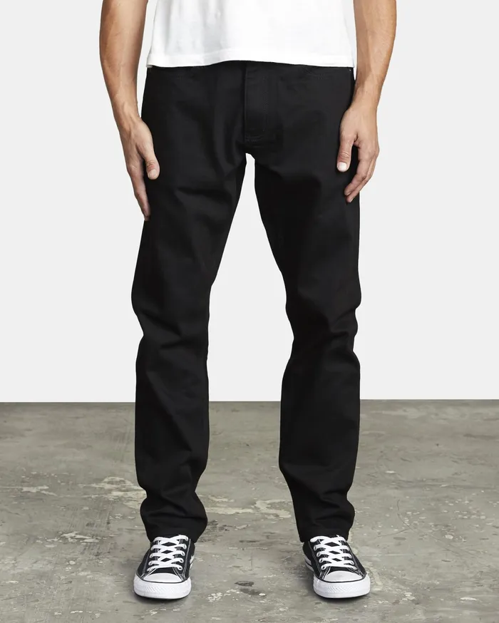 RVCA Mens Pants Daggers Slim Fit Denim Black Black Bbk Near Me