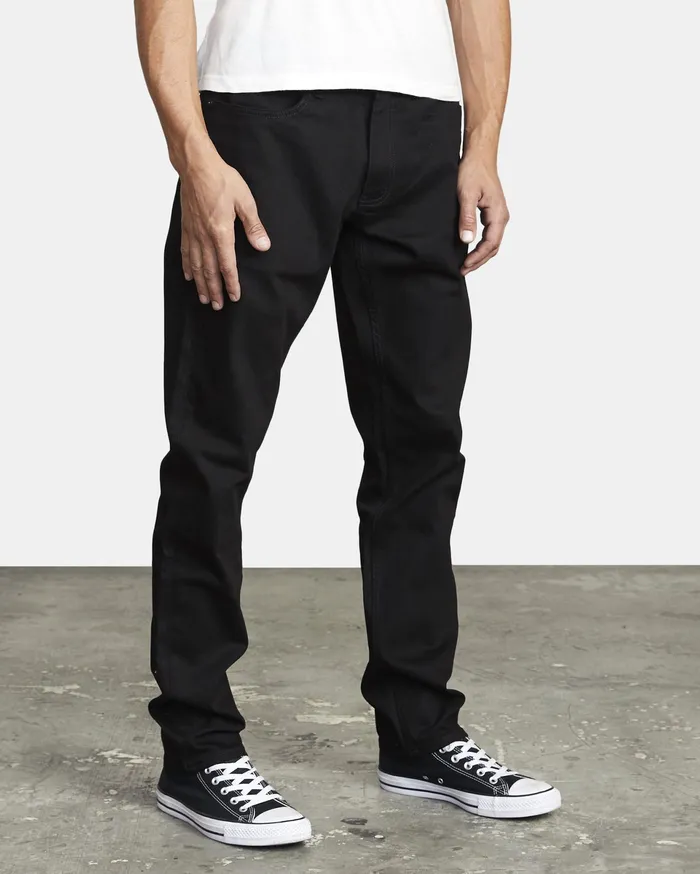 RVCA Mens Pants Daggers Slim Fit Denim Black Black Bbk Near Me