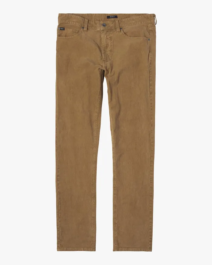 RVCA Mens Pants Daggers Slim Pigment Cord Pant Camel Cml Casaul