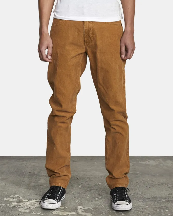 RVCA Mens Pants Daggers Slim Pigment Cord Pant Camel Cml Casaul