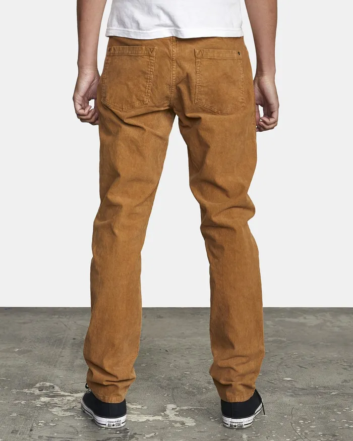 RVCA Mens Pants Daggers Slim Pigment Cord Pant Camel Cml Casaul