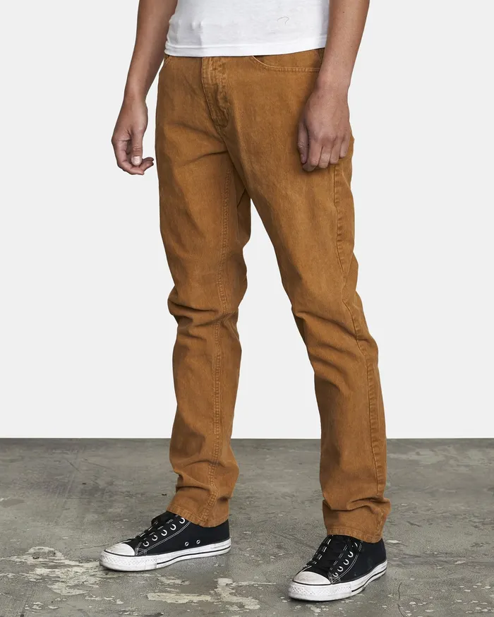 RVCA Mens Pants Daggers Slim Pigment Cord Pant Camel Cml Casaul