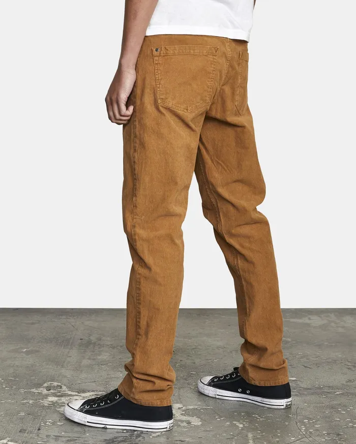 RVCA Mens Pants Daggers Slim Pigment Cord Pant Camel Cml Casaul