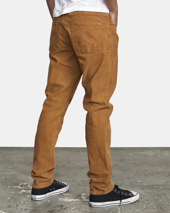 RVCA Mens Pants Daggers Slim Pigment Cord Pant Camel Cml Casaul