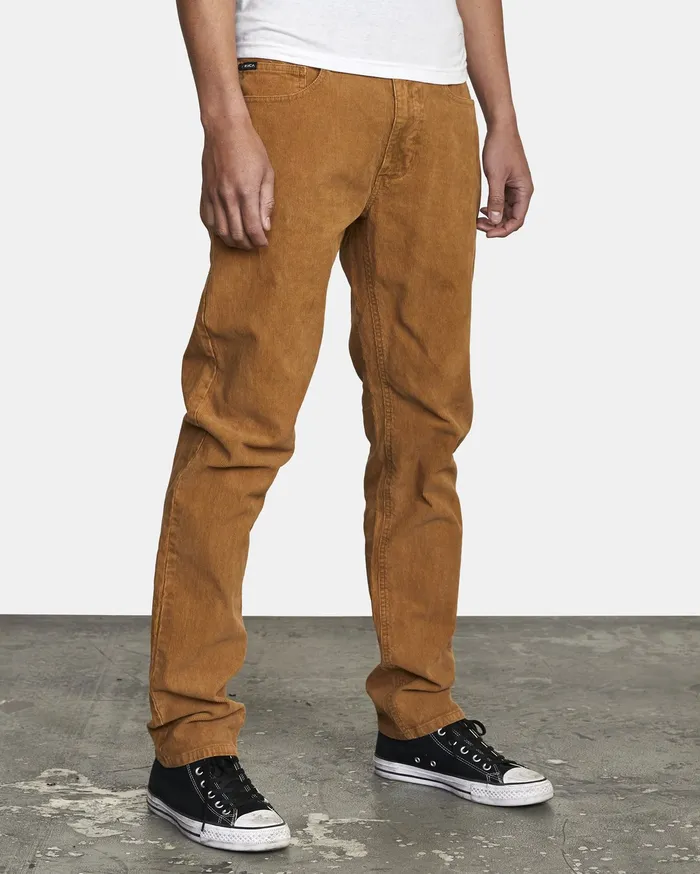 RVCA Mens Pants Daggers Slim Pigment Cord Pant Camel Cml Casaul