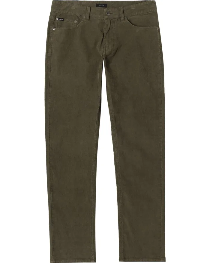RVCA Mens Pants Daggers Slim Pigment Cord Pant Olive Olv Popular
