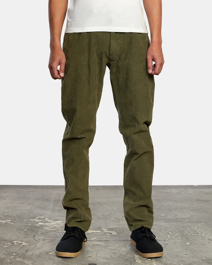 RVCA Mens Pants Daggers Slim Pigment Cord Pant Olive Olv Popular